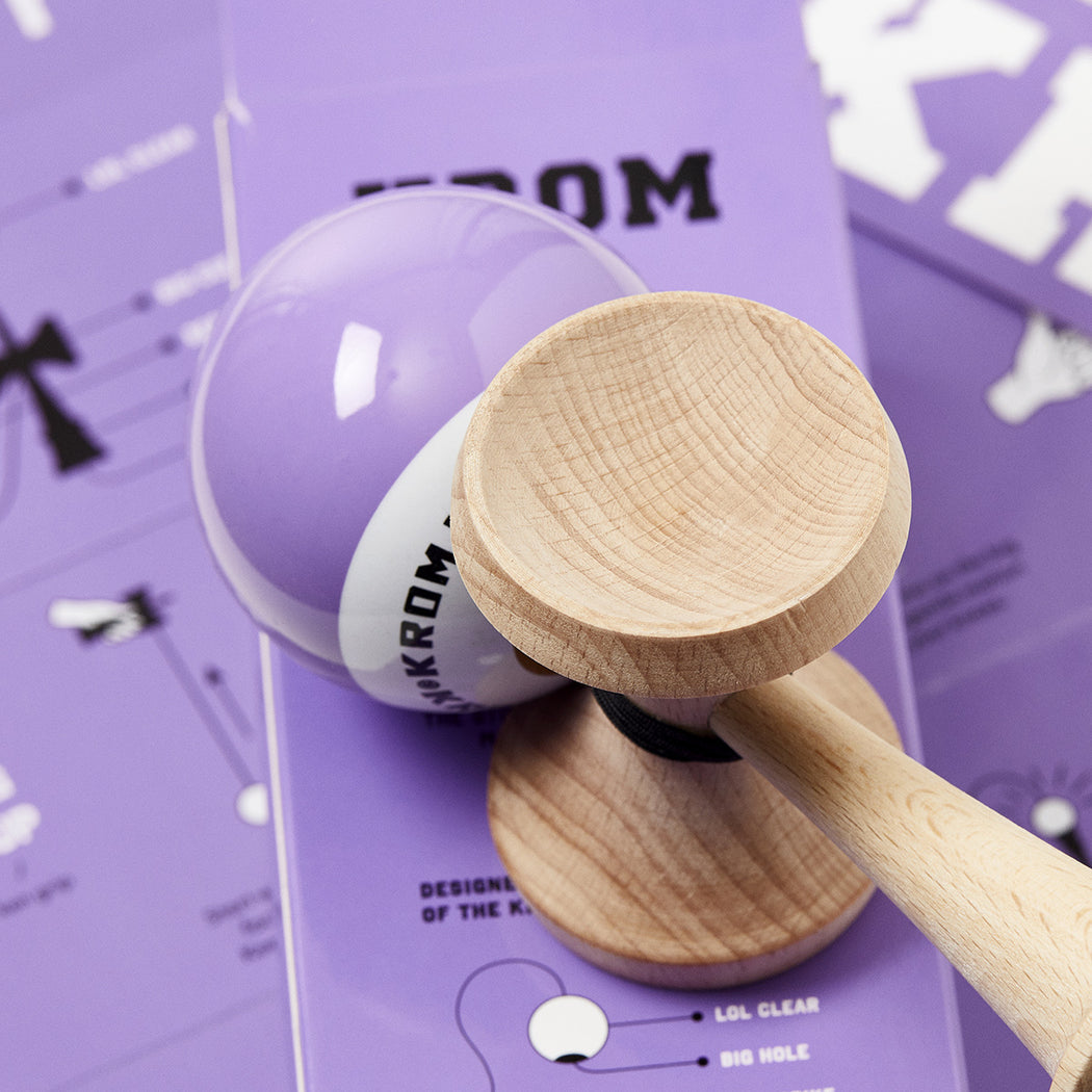Kendama KROM POP LOL LAVENDER – Originală, din lemn de calitate